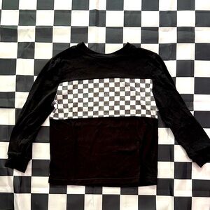 Art Class Boys Black and White Checkered Long Sleeve Tee S
